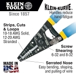 Klein  Klein-Kurve  11055 Insulated Wire Stripper/Cutter, 18 to 10 AWG Solid, 20 to 12 AWG Stranded Cable/Wire, #6-32 Screw Shearing