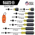 Klein  Cushion-Grip  600-4 Heavy Duty Screwdriver, 1/4 in Keystone Point, Steel Shank, 8-11/32 in OAL, Acetate Handle, Polished Chrome, ANSI/ASME Specified