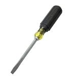 Klein  Cushion-Grip  600-4 Heavy Duty Screwdriver, 1/4 in Keystone Point, Steel Shank, 8-11/32 in OAL, Acetate Handle, Polished Chrome, ANSI/ASME Specified