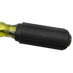Klein  Cushion-Grip  600-4 Heavy Duty Screwdriver, 1/4 in Keystone Point, Steel Shank, 8-11/32 in OAL, Acetate Handle, Polished Chrome, ANSI/ASME Specified