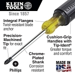 Klein  Cushion-Grip  85075 Screwdriver Set, 5 Pieces, ASME Specified, Steel, Polished Chrome