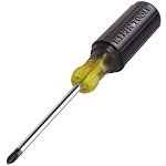 Klein  Cushion-Grip  603-4 Screwdriver, #2 Phillips  Point, Steel Shank, 8-1/4 in OAL, Acetate Handle, Polished Chrome, ANSI/ASME Specified