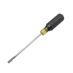 Klein  Cushion-Grip  605-6 Heavy Duty Screwdriver, 1/4 in Cabinet Point, Steel Shank, 10-11/32 in OAL, Rubber Handle, Polished Chrome, ANSI/ASME Specified