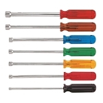 Klein  89904 Nutdriver Set, 3/16 to 1/2 in, 7 Pieces, 10 in OAL, Cushion Grip Handle, Plastic/Steel, Polished Chrome, ASME Specified