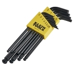 Klein  BLK12 Ball End Hex Key Caddy Set, 12 Pieces, 0.05 to 0.3125 in Hex, L-Handle Handle, Alloy Steel