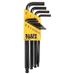 Klein  BLK12 Ball End Hex Key Caddy Set, 12 Pieces, 0.05 to 0.3125 in Hex, L-Handle Handle, Alloy Steel