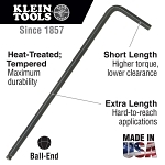 Klein  BLK12 Ball End Hex Key Caddy Set, 12 Pieces, 0.05 to 0.3125 in Hex, L-Handle Handle, Alloy Steel