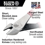 Klein  D228-7 Hot-Riveted Cutting Plier, 0.813 in L x 1.188 in W x 0.813 in THK Jaw Tool Steel Jaw Short Jaw, 7-1/8 in OAL