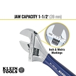 Klein  D509-8 Extra Wide Adjustable Wrench, 1-1/2 in, Polished Chrome, 8-1/2 in OAL, Hardened Steel Body