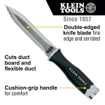 Klein  DK06 Double Edged Serrated Duct Knife, 5-1/2 in L Stainless Steel Bit