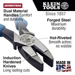Klein  Journeyman  J213-9NE Adjustable High Leverage New England Nose Side Cutting Plier, 1.594 in L x 1.25 in W x 0.625 in THK Jaw Tool Steel Jaw, Flush Cut, 9.55 in OAL