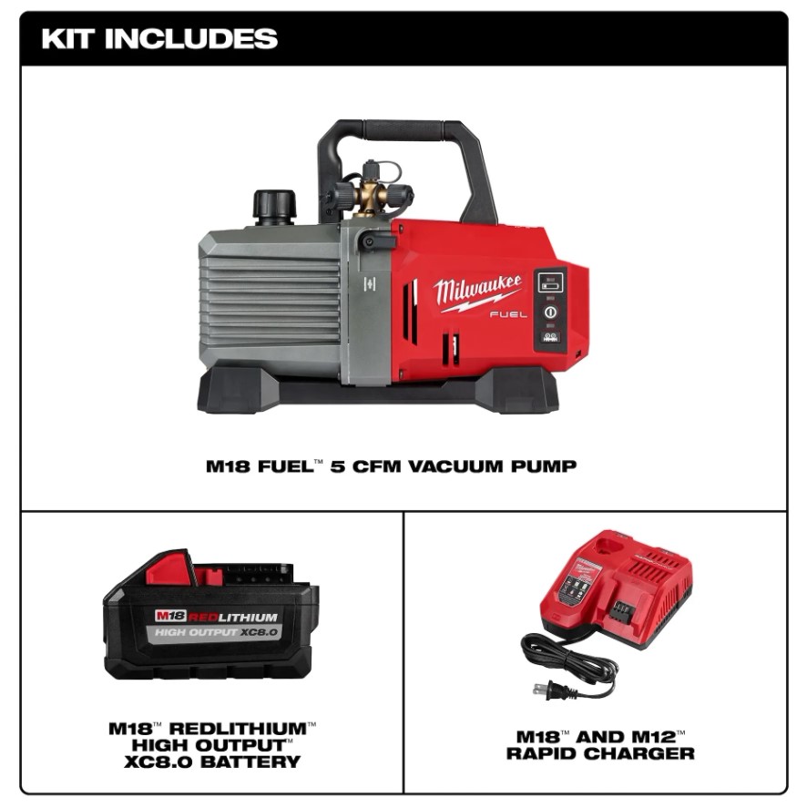 Milwaukee M18 FUEL 5 CFM Vacuum Pump Kit