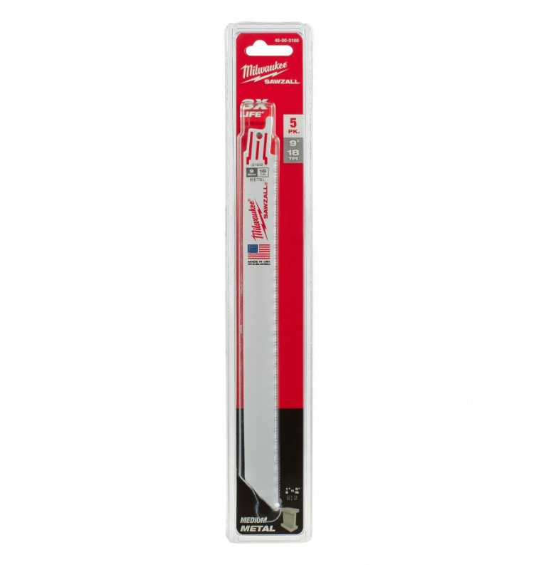 Milwaukee SAWZALL 48-00-5188 BLADE RECIP 18 TPI, 9" Length, Pack of 5
