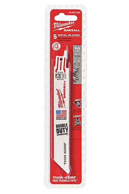 Milwaukee SAWZALL 48-00-5182 BLADE RECIP 14 TPI, 6" Length, Pack of 5