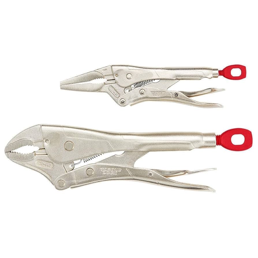 Milwaukee 48-22-3602 2 Pc. 10" CURVED JAW & 6" LONG NOSE TORQUE LOCK LOCKING PLIERS SET